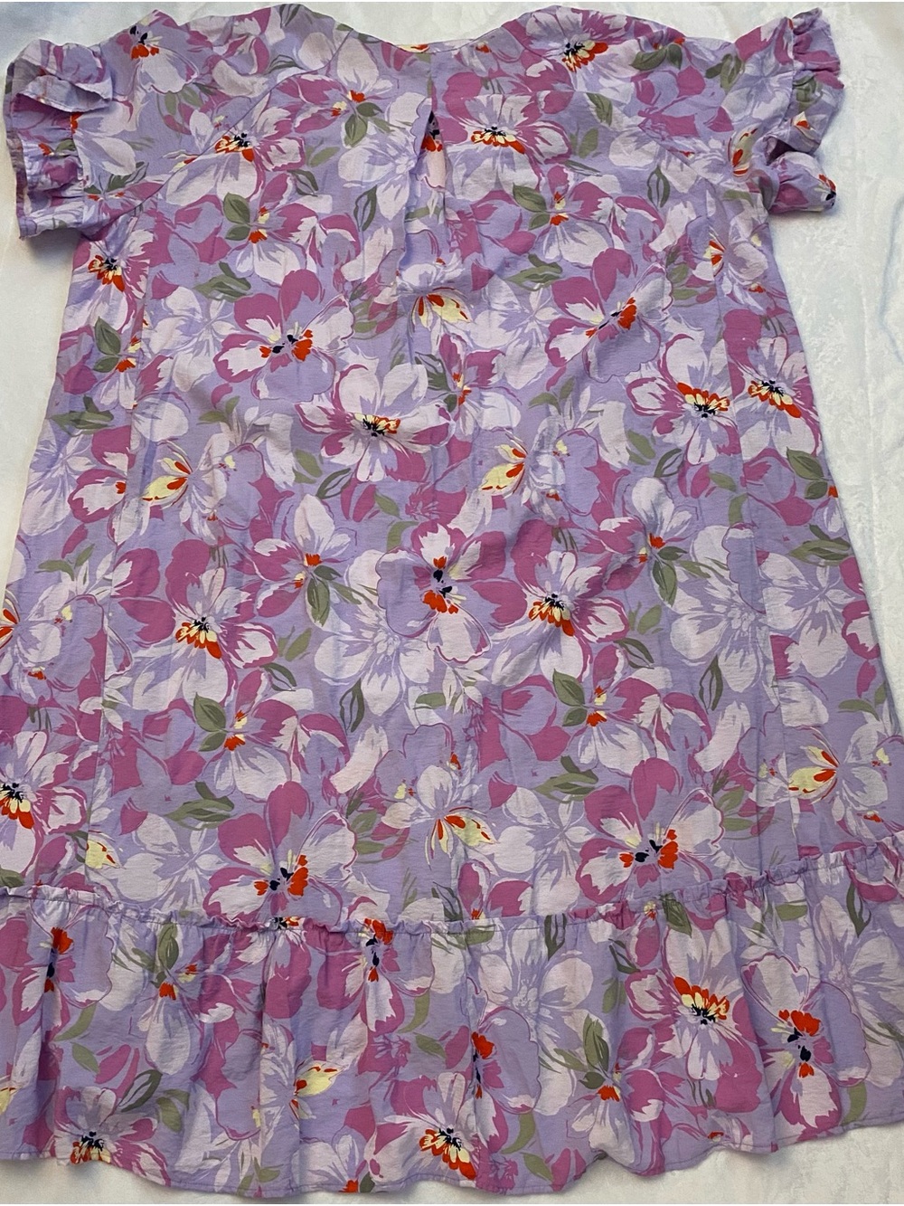 Terra & Sky Lavender Floral Ruffle-Hem Dress 4X